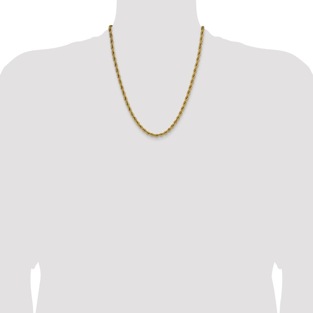 Chisel Stainless Steel Polished Yellow IP-plated 5mm 22 inch Rope Chain