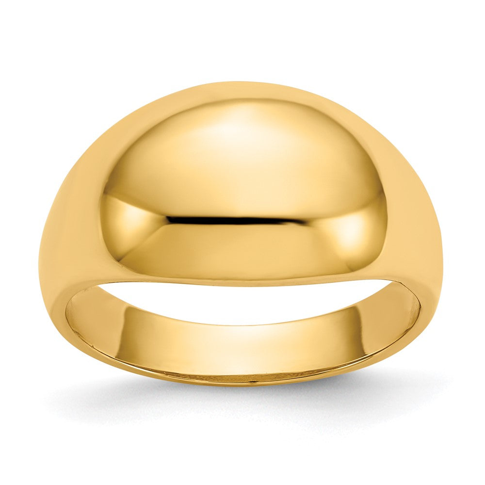 14K 10mm Domed-top Tapered Cigar Band Ring Size 7