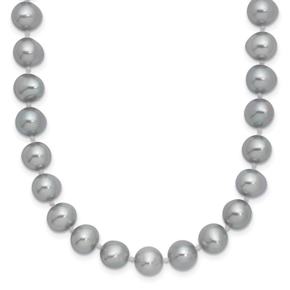 Sterling Silver Rhodium-plated 7-8mm Grey Near-Round Freshwater Cultured Pearl 20 inch Necklace 20 Inches