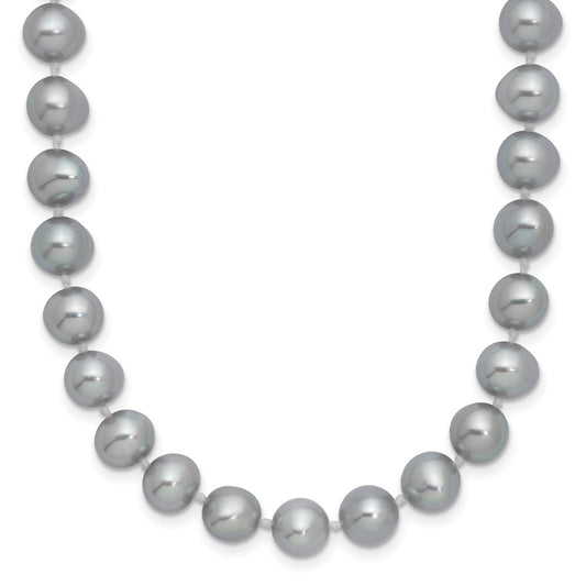 Sterling Silver Rhodium-plated 7-8mm Grey Near-Round Freshwater Cultured Pearl 20 inch Necklace 20 Inches