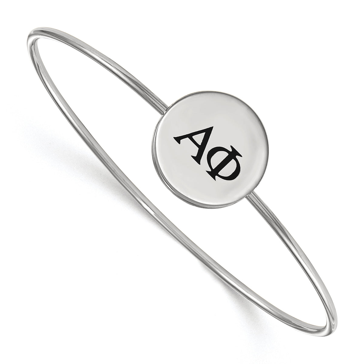 Sterling Silver Official Licensed Greek Sororities 7in Alpha Phi (??) Enameled Slip-on Bangle