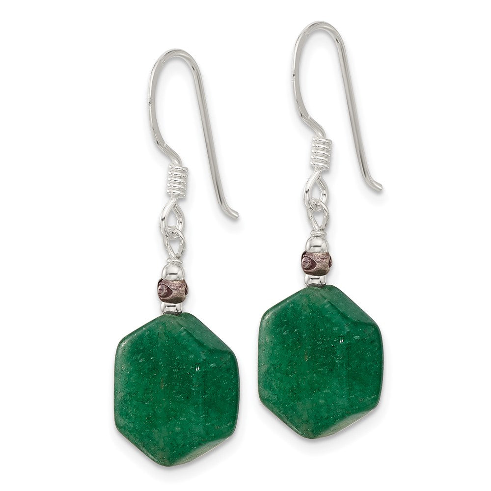 Sterling Silver Aventurine Dangle Shepherd Hook Earrings