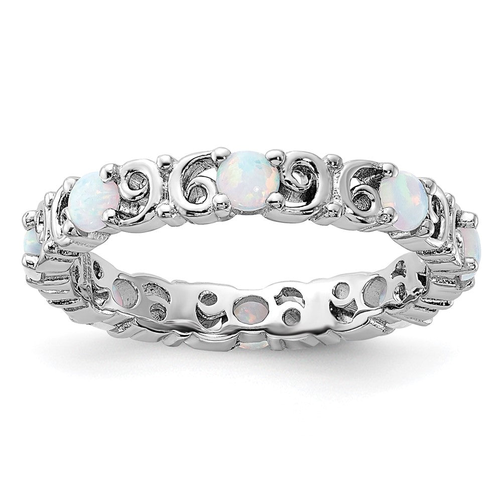 Sterling Silver Stackable Expressions Created Opal Ring