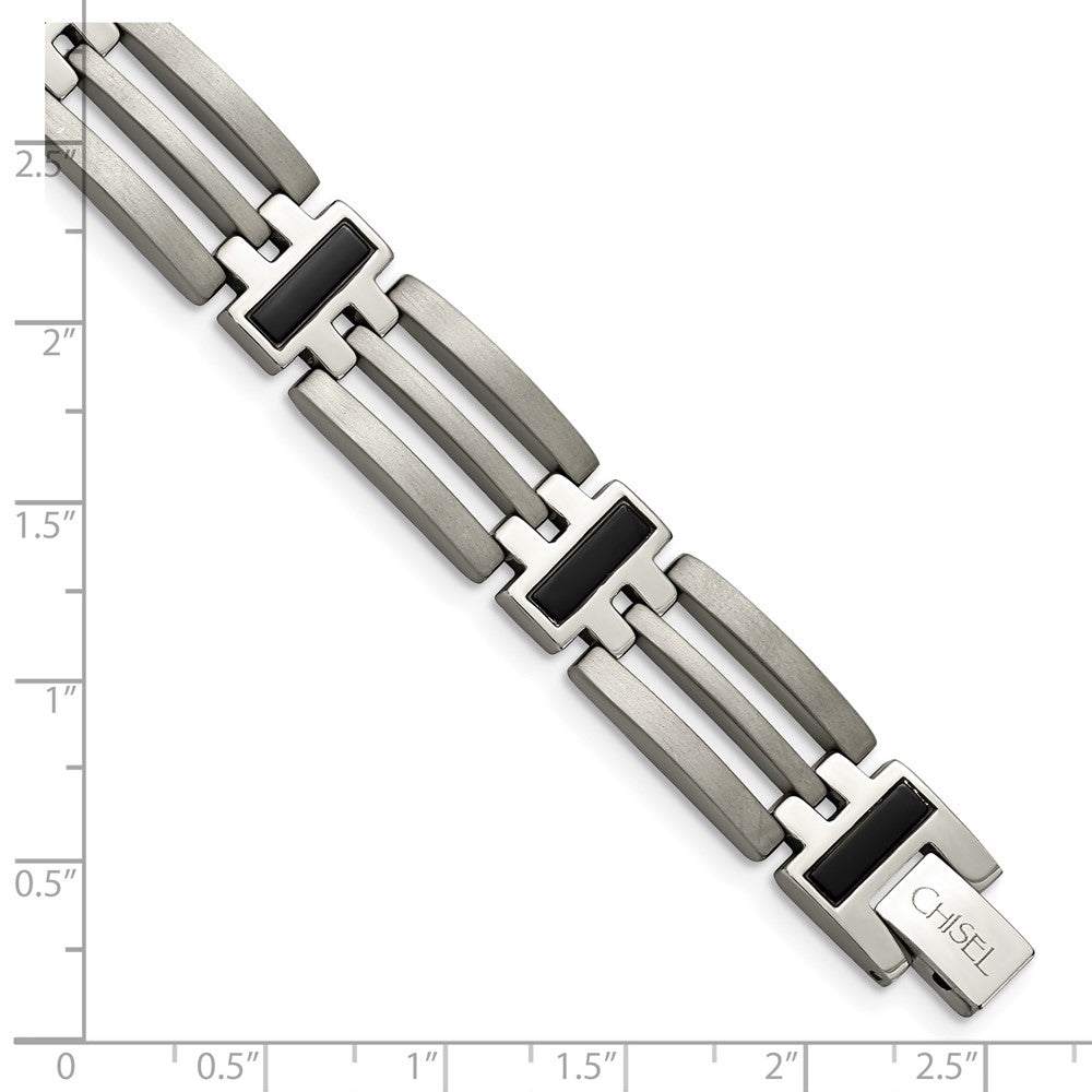 Titanium Brushed and Polished Black IP-plated 8.5in Bracelet 8.5 inches