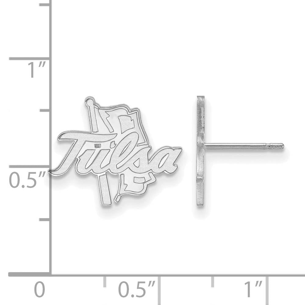 Sterling Silver Rhodium-plated LogoArt University of Tulsa Small Post Earrings Q-SS004UTL