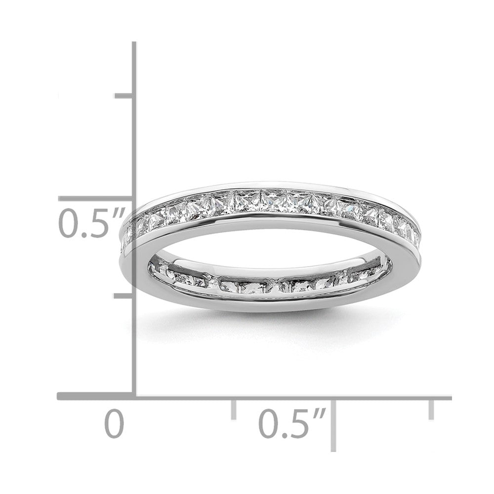 14k White Gold Polished Size 5.5 Channel-set 1 carat Princess Diamond Complete Eternity Band