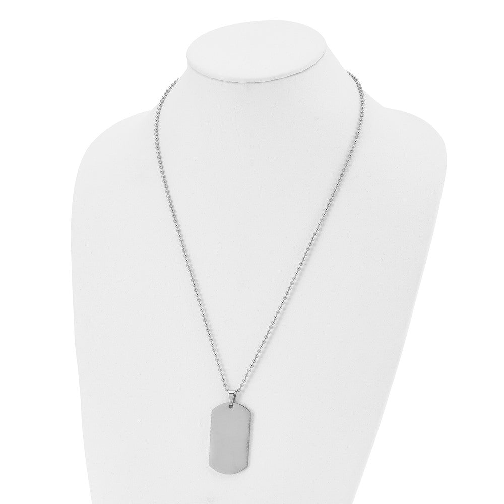 Stainless Steel Polished Dog Tag 24in Necklace