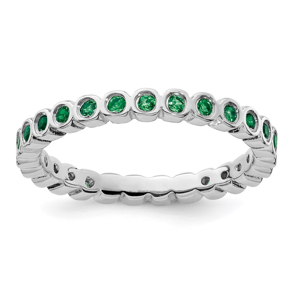 Sterling Silver Stackable Expressions Created Emerald Ring Size -7