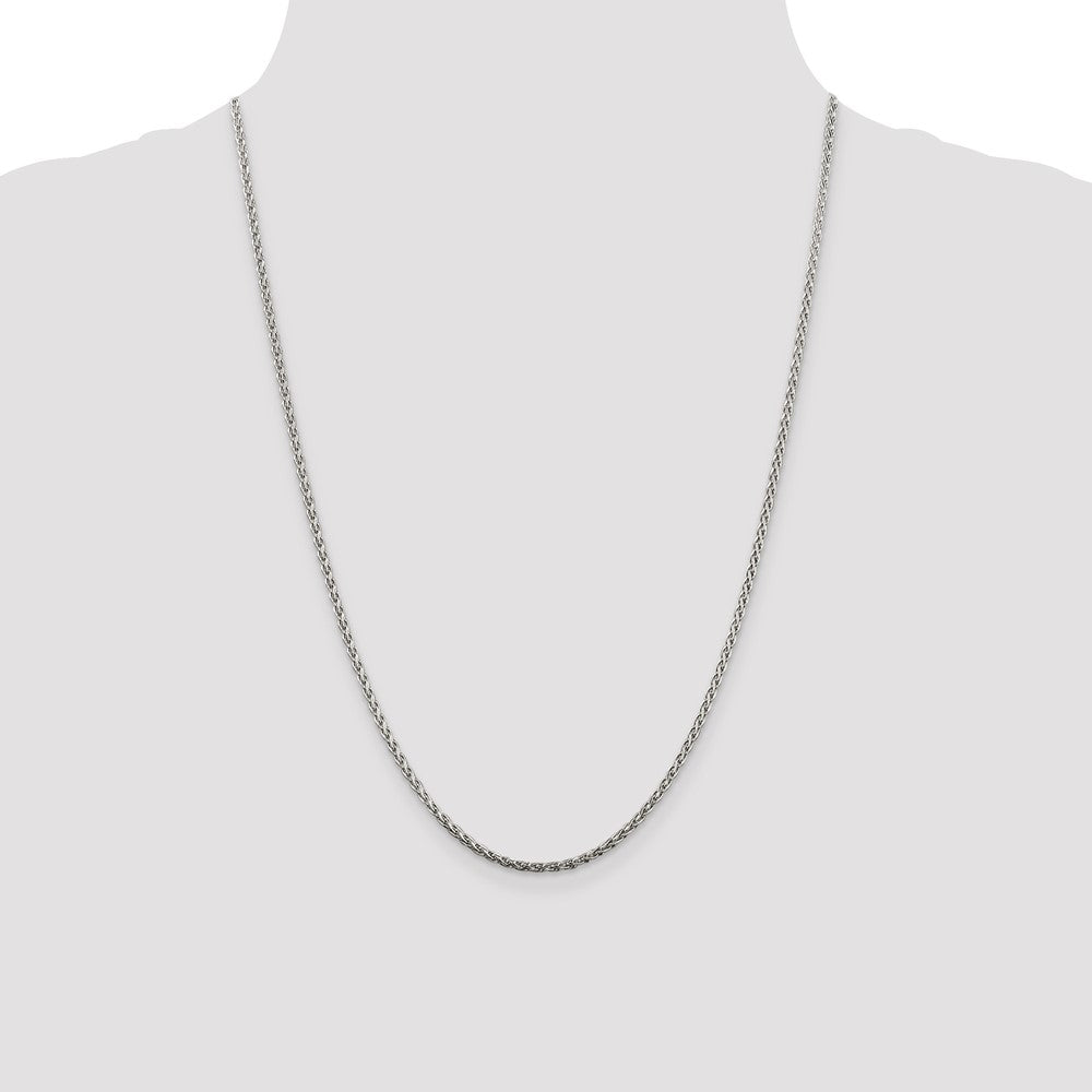 Sterling Silver 2mm Diamond-cut Spiga Chain 24 Inches