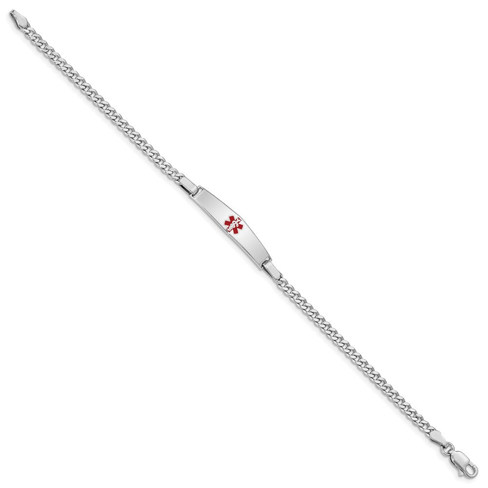 Sterling Silver Rhodium-plated Medical ID Curb Link Bracelet 8 inches