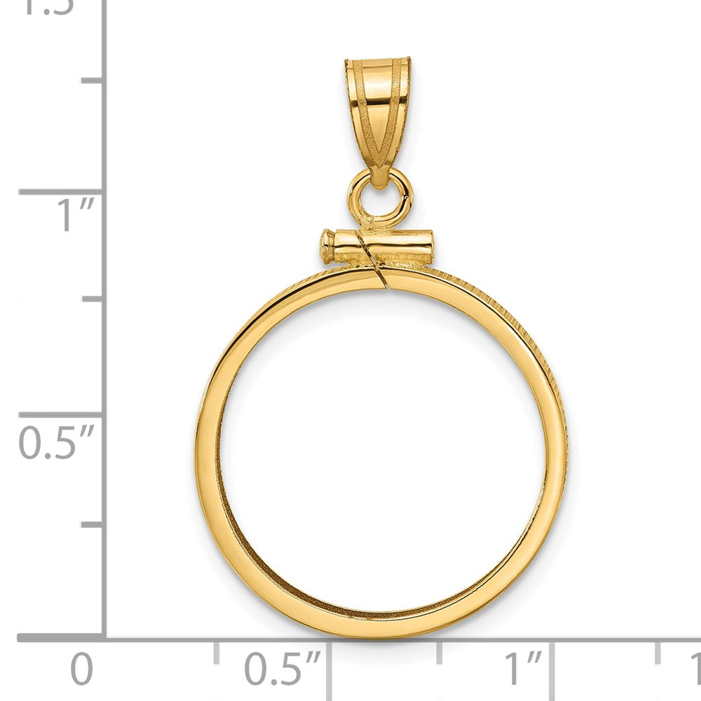 Wideband Distinguished Coin Jewelry 14k Polished 20.2mm x 2.1mm Screw Top Coin Bezel Pendant