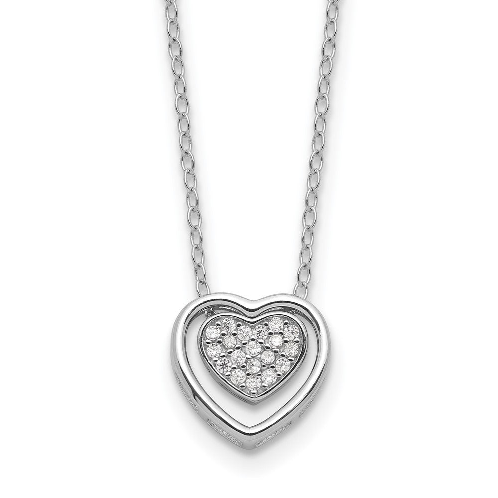 Cheryl M Sterling Silver Rhodium-plated Brilliant-cut CZ Double Heart 18 Inch Necklace 18 Inches