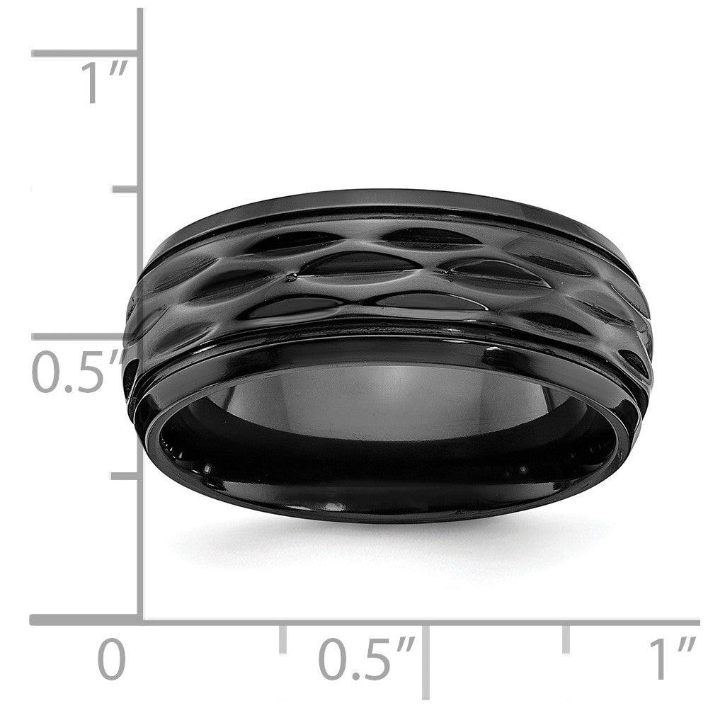 Black Zirconium Polished and D/C 8mm Band Size - 11.5