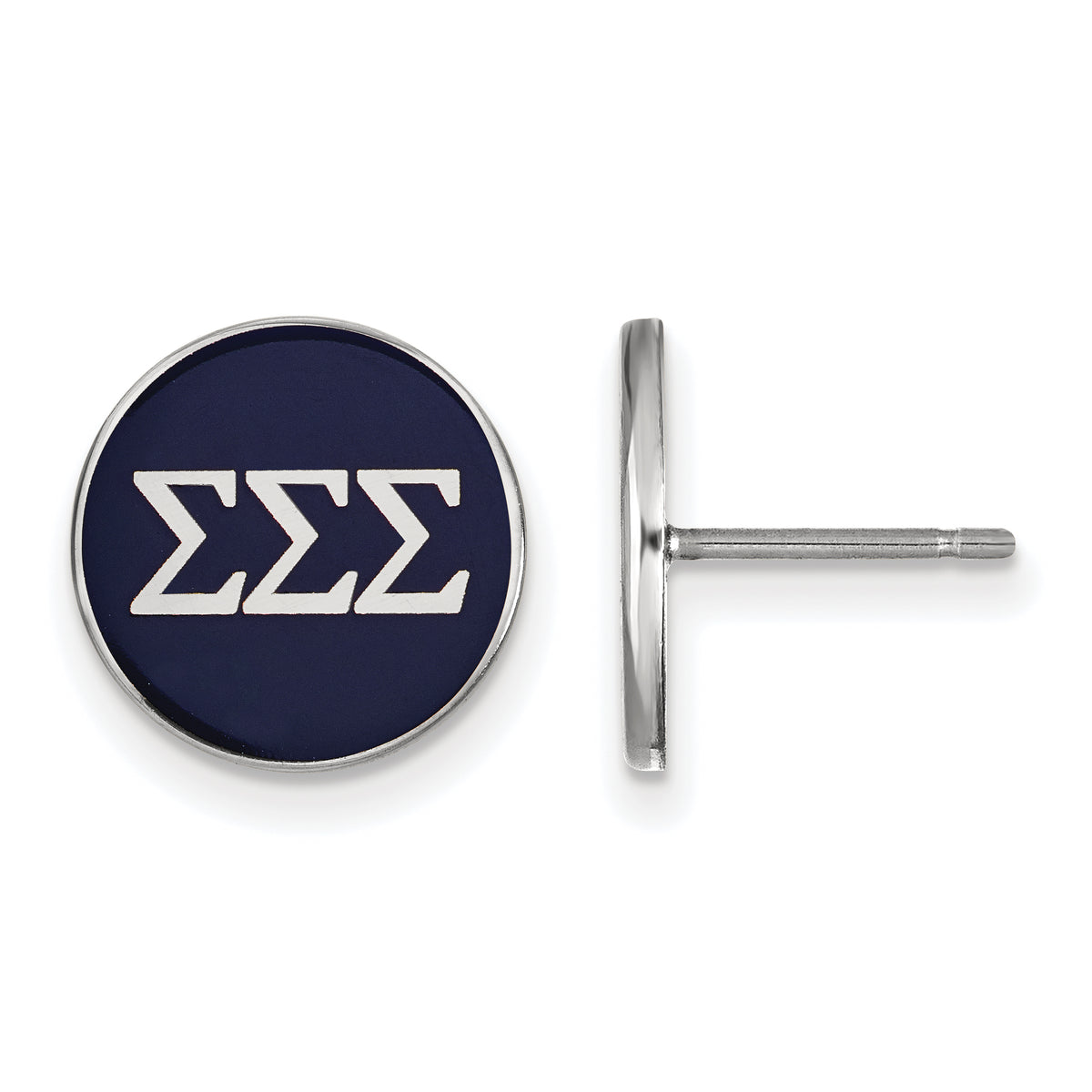 Sterling Silver Official Licensed Greek Sororities Sigma Sigma Sigma (???) Enameled Post Earrings