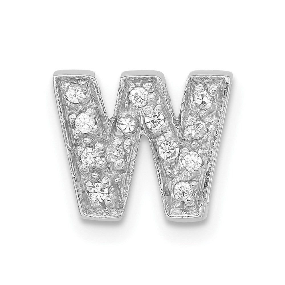 Sterling Silver Polished CZ Initial W Slide