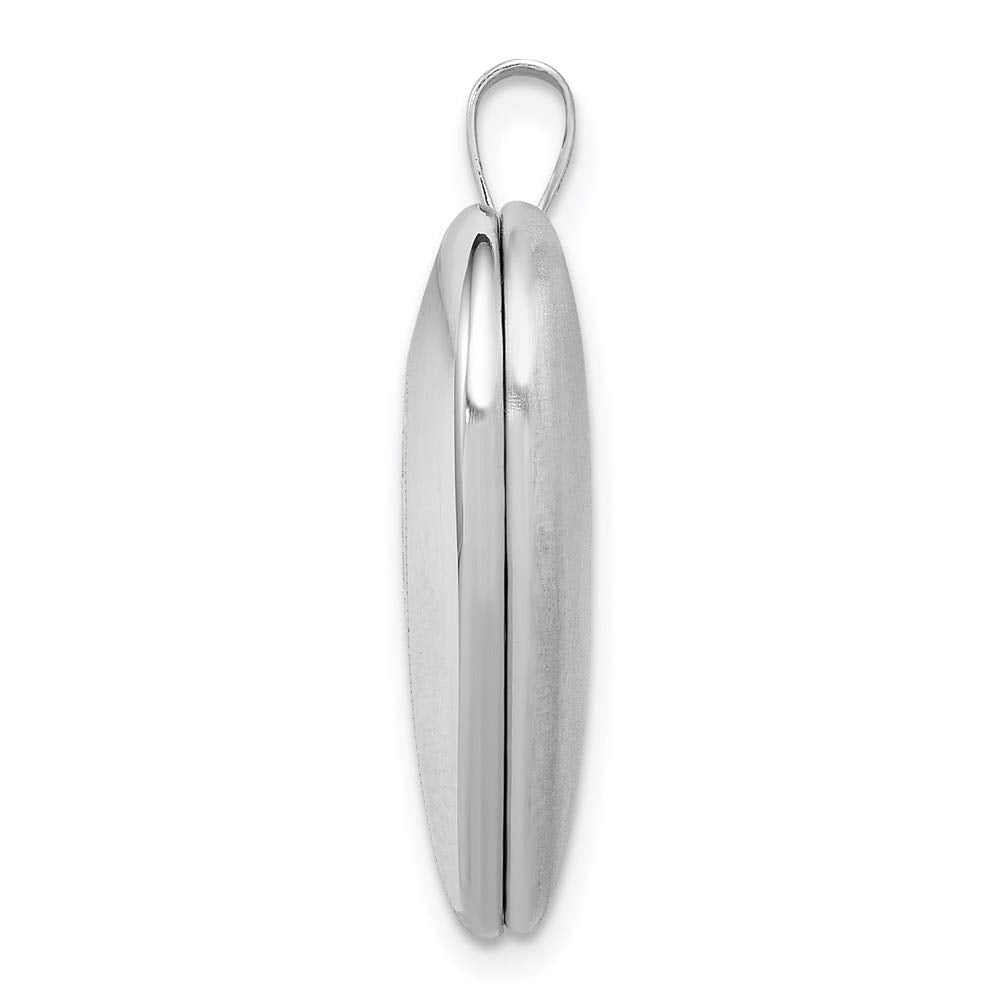 Sterling Silver Rhodium-plated 20mm Satin/Polished Cross Heart Locket