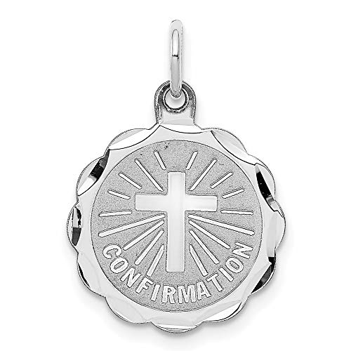 Sterling Silver Rhodium-plated Confirmation Disc Charm