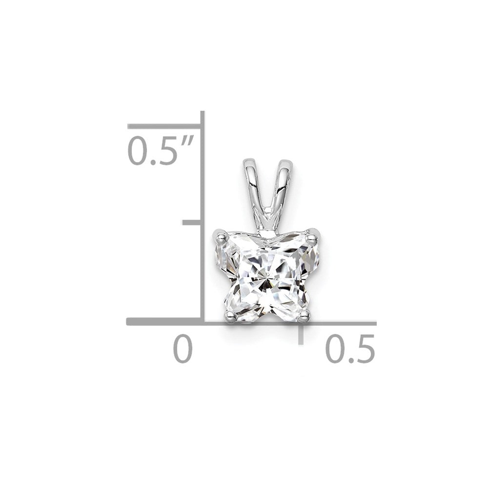 Sterling Silver Rhodium-plated CZ Butterfly Pendant