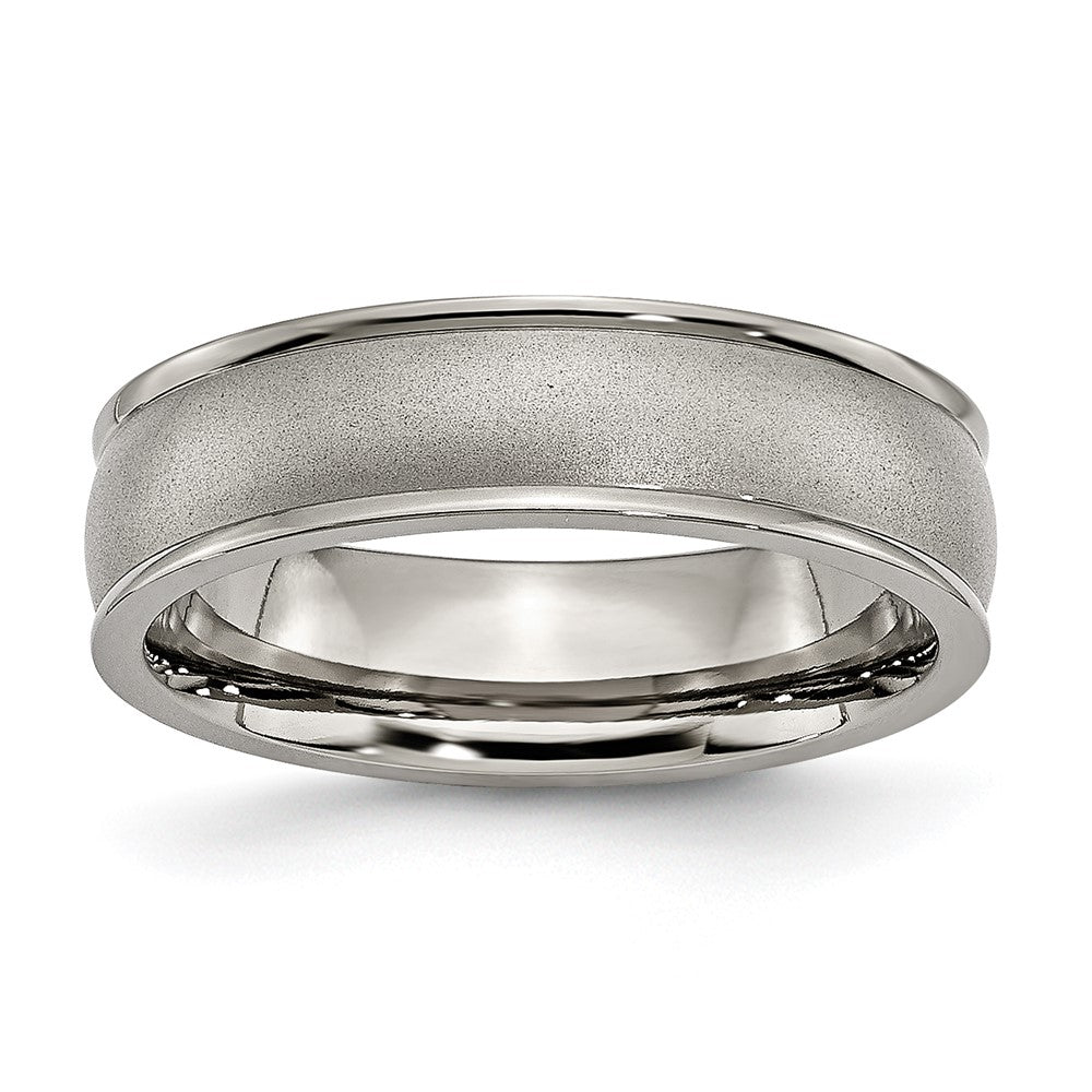Titanium Brushed Center 6mm Ridged Edge Band Size - 6.5