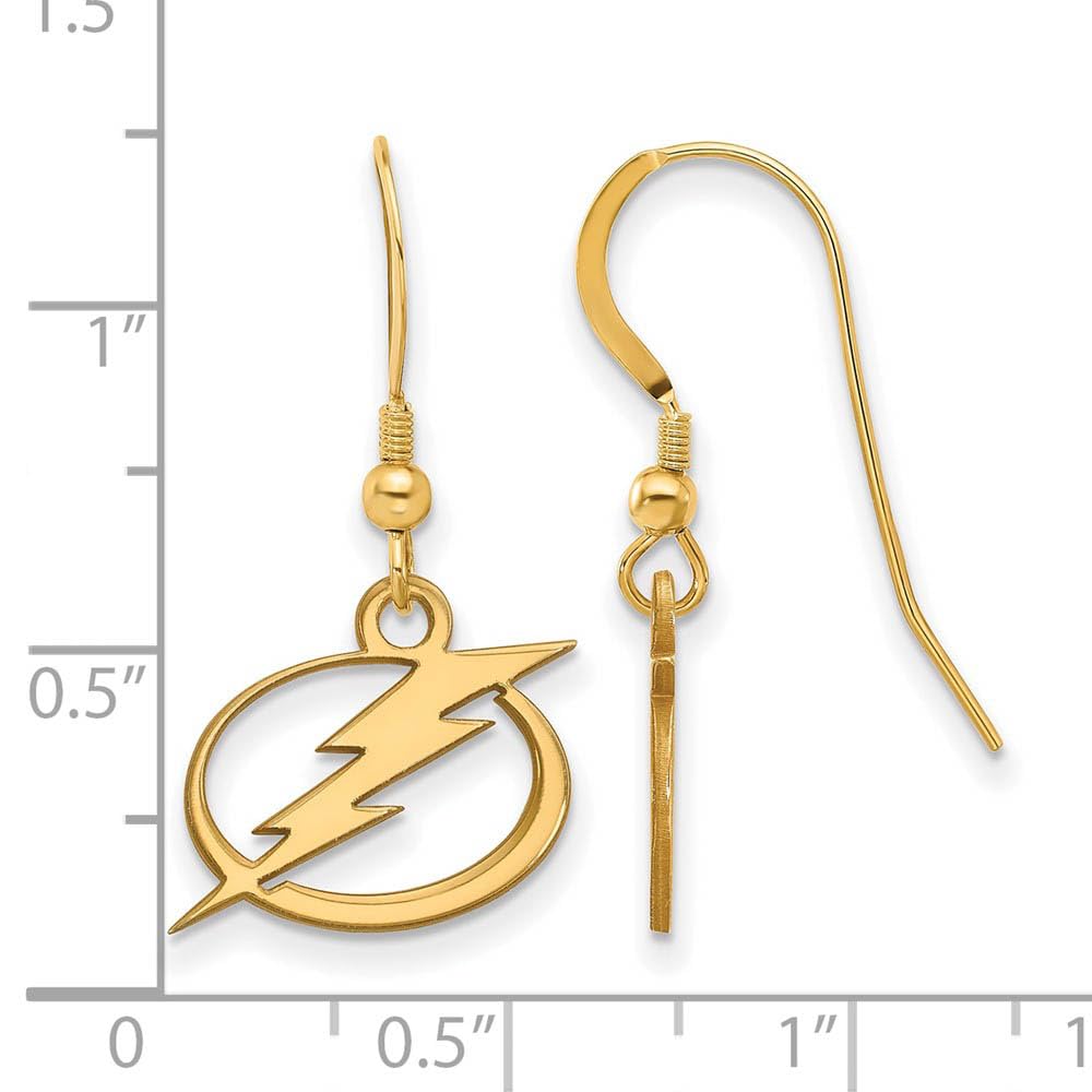 Sterling Silver Gold Plated NHL LogoArt Tampa Bay Lightning Dangle Earrings