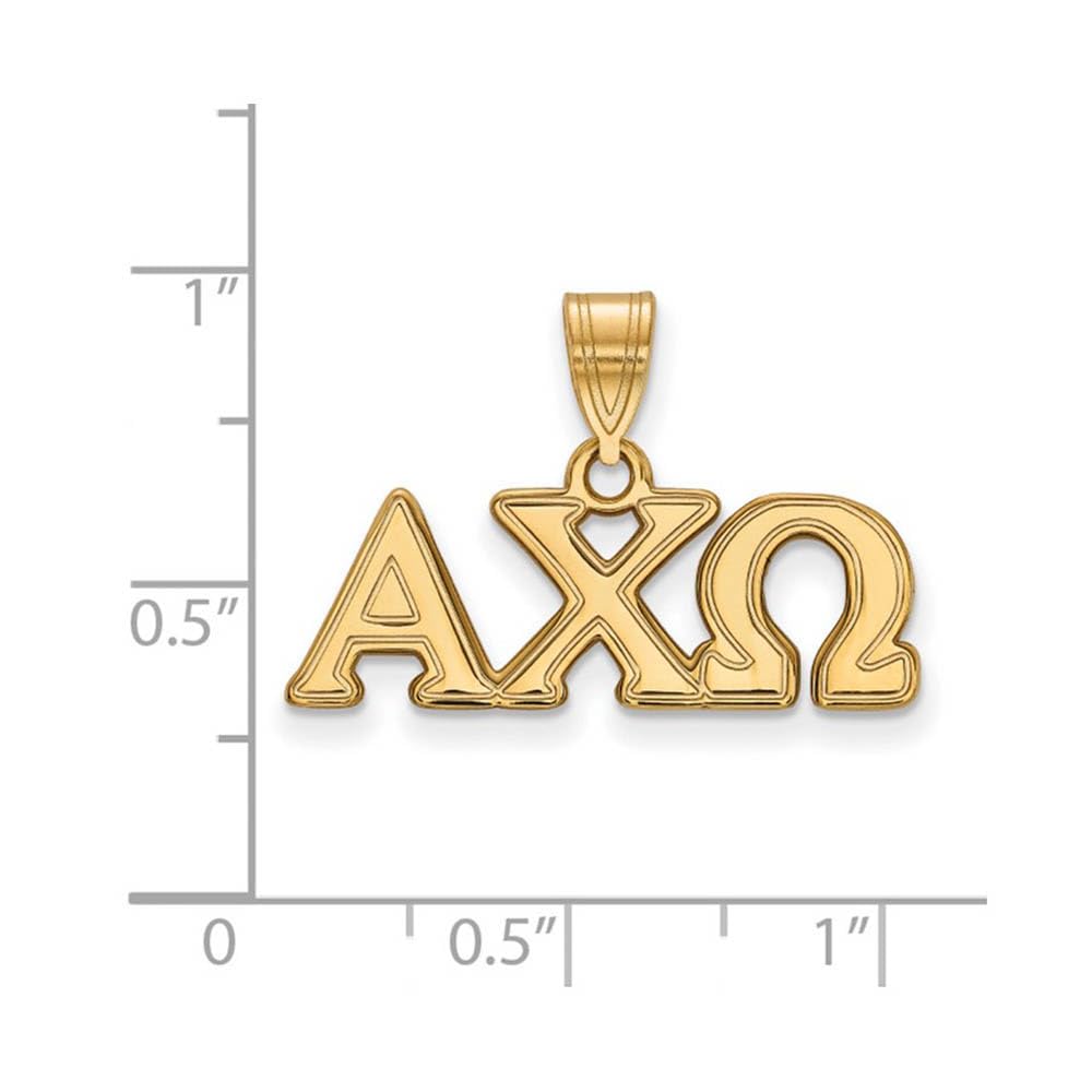 Sterling Silver w/ 14K Yellow Gold-Plated Official Licensed Greek Sororities Alpha Chi Omega (???) Medium Pendant