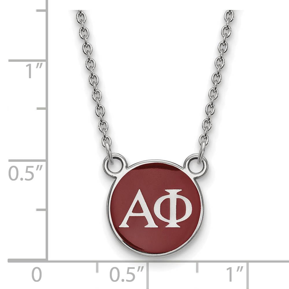 Sterling Silver 18in Official Licensed Greek Sororities Alpha Phi (??) XS Enamel Pendant w/Necklace