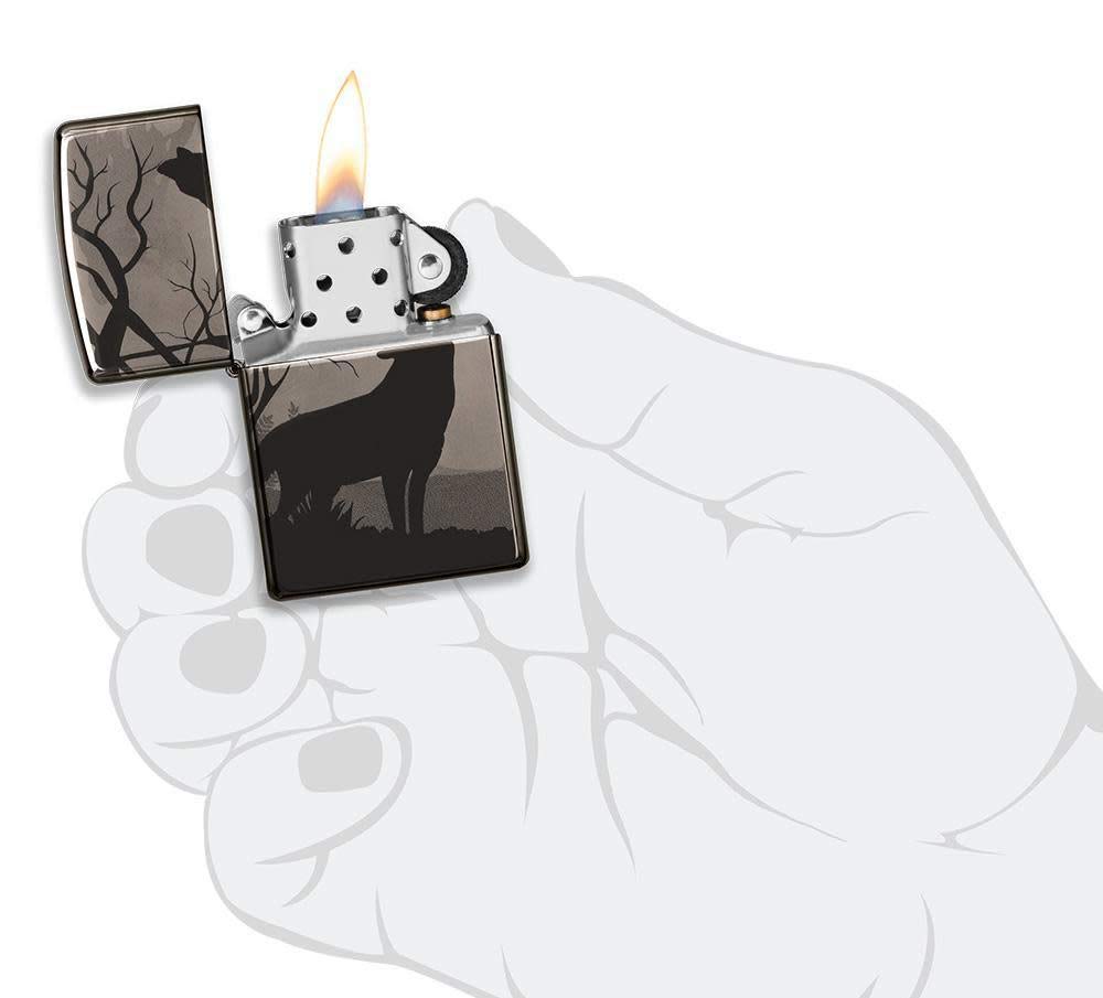 Zippo Howling Wolves 360° Design Black Ice Pocket Lighter