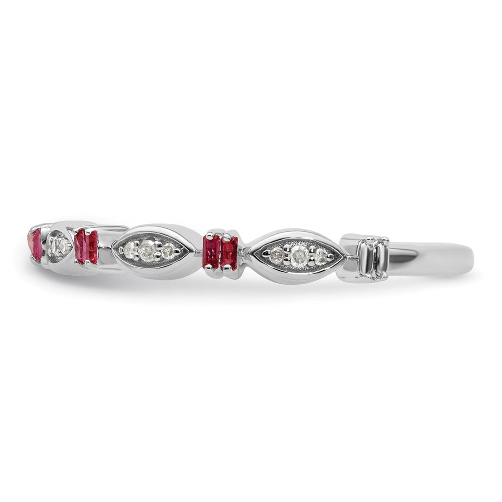 Sterling Silver Stackable Expressions Created Ruby Diamond Ring Size -8