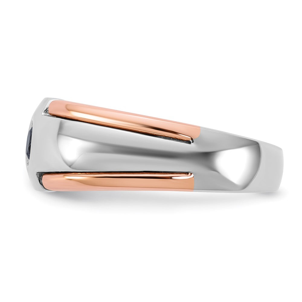 14k Two-tone White/Rose Gold IBGoodman Men's 1/4 carat Black Diamond Complete Ring Size 10