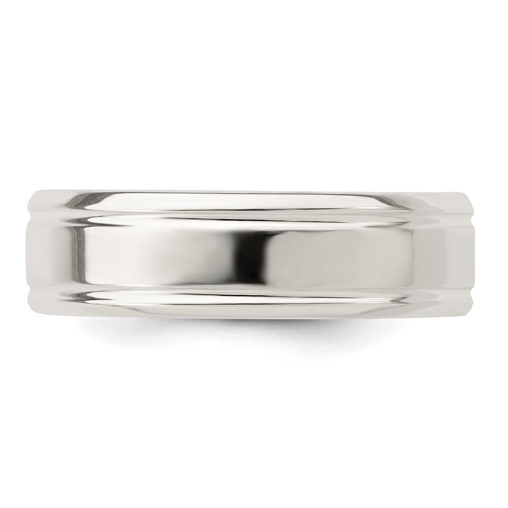 Sterling Silver 6mm Polished Flat Grooved Fancy Band Size 11.5