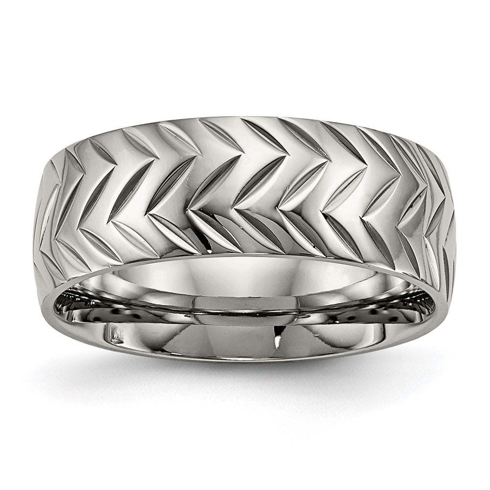 Titanium Polished Diamond Cut 8mm Band Size - 12.5
