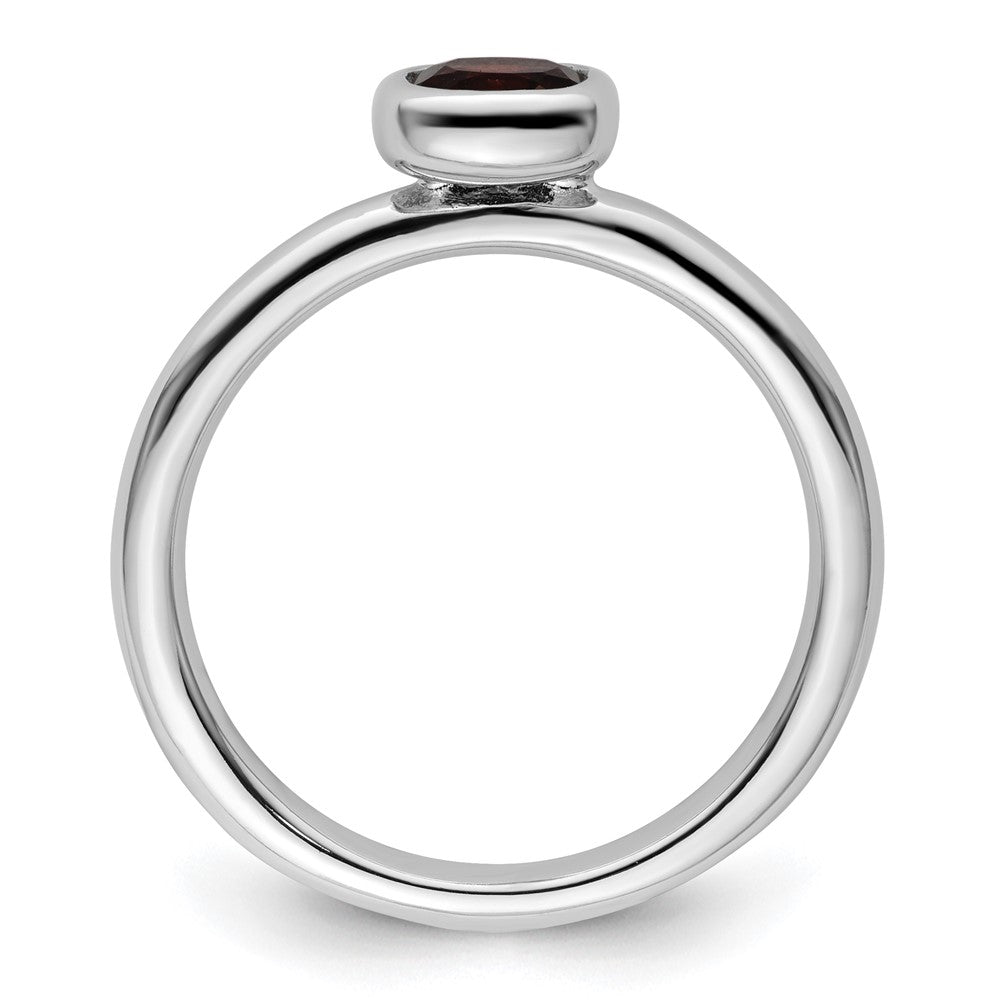 Sterling Silver Stackable Expressions Cushion Cut Garnet Ring Size -10