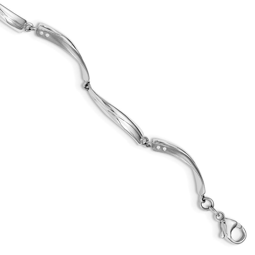 White Ice Sterling Silver Rhodium-plated Satin and Polished Diamond 7.5 Inch Bracelet with 1 Inch Extender 7.5 inches