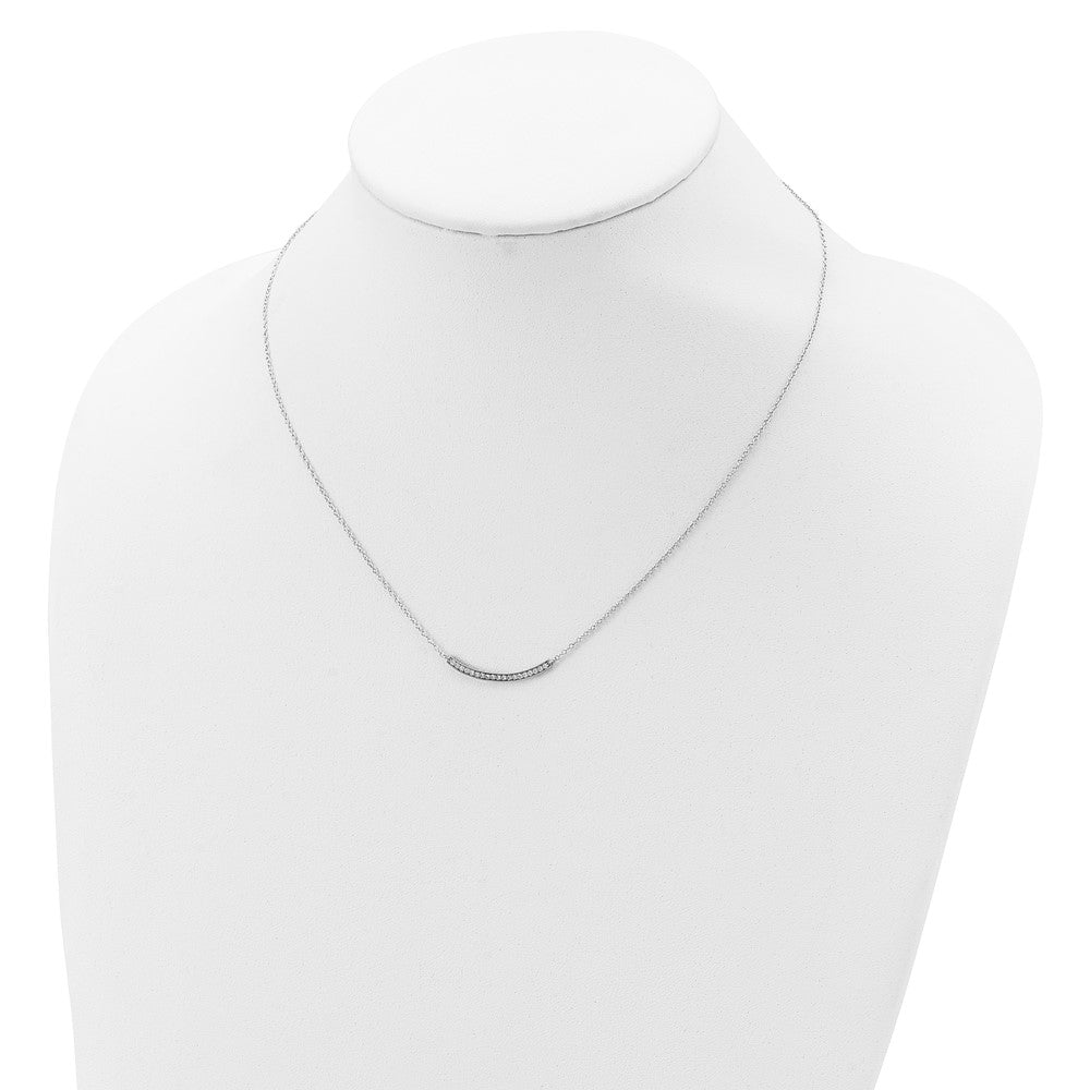 Sterling Silver Rhodium-plated CZ Fancy Bar Necklace 18 Inches