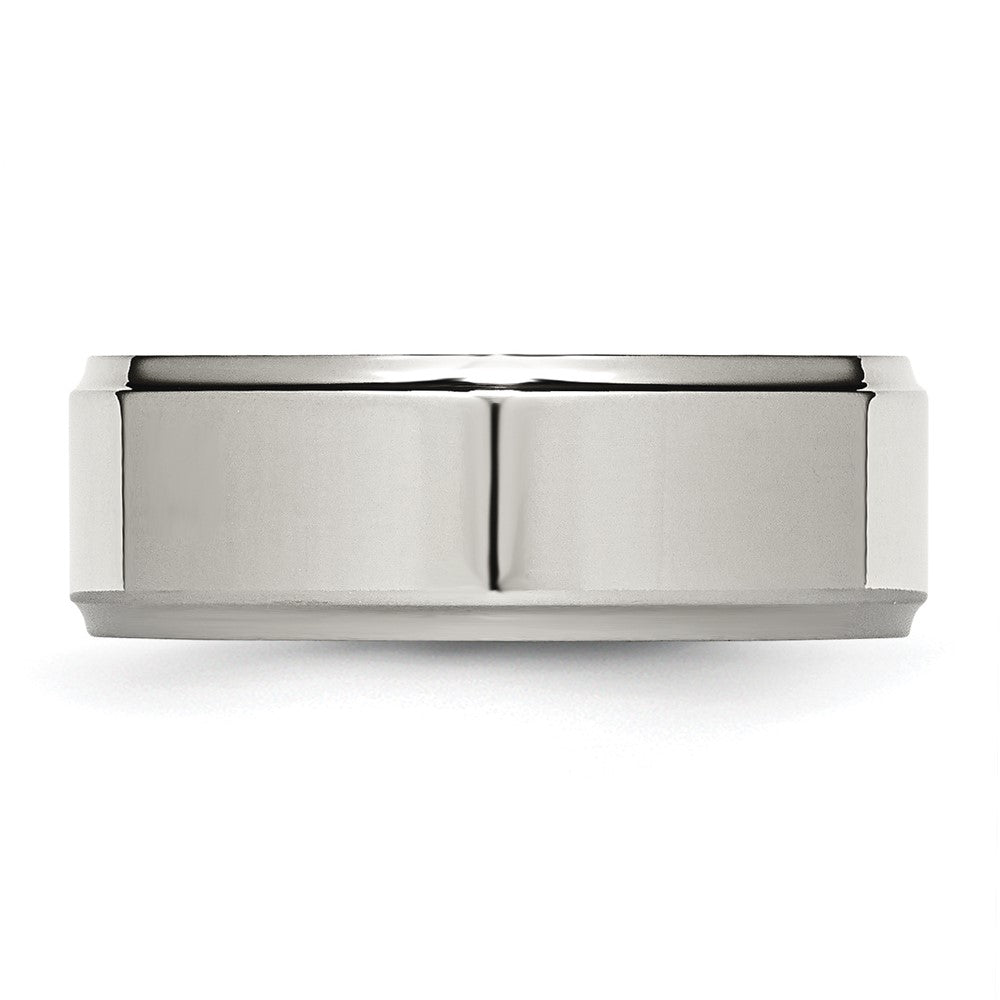 Stainless Steel Polished 8mm Ridged Edge Band Size - 12