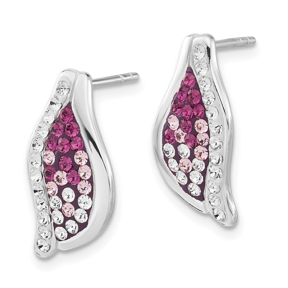 Sterling Silver Purple, Pink & White Stellux Crystal Post Dangle Earrings