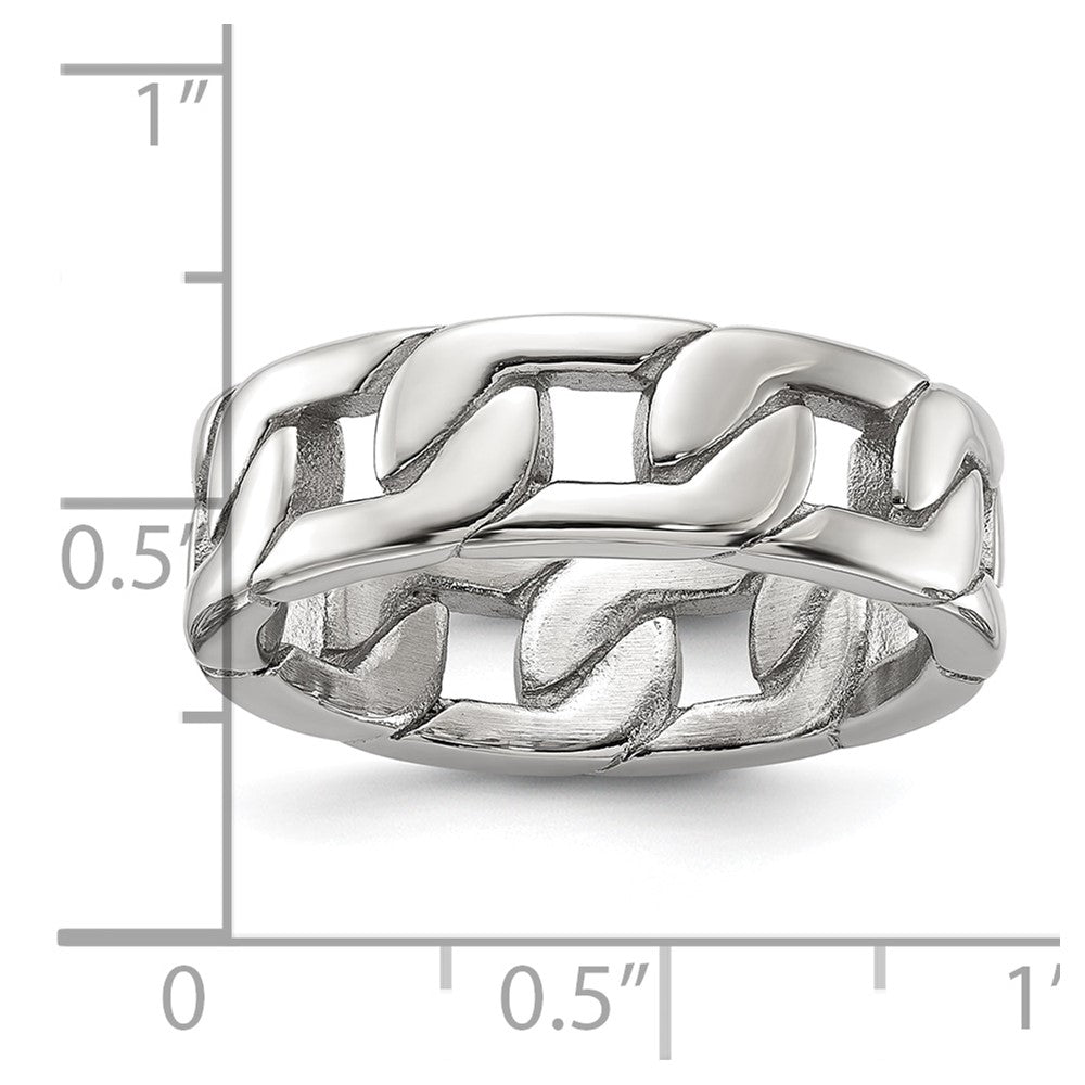 Chisel Stainless Steel Polished Chain Style 7mm Band Size - 9
