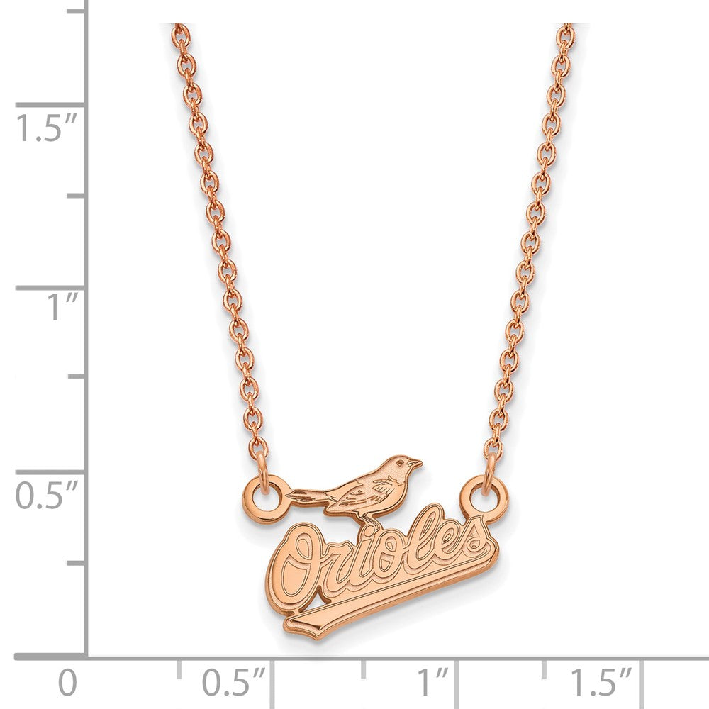 Sterling Silver Rose Gold-plated MLB LogoArt Baltimore Orioles Small Pendan