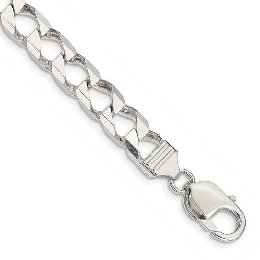 Sterling Silver 7.2mm D/C Square Curb Chain 8 inches
