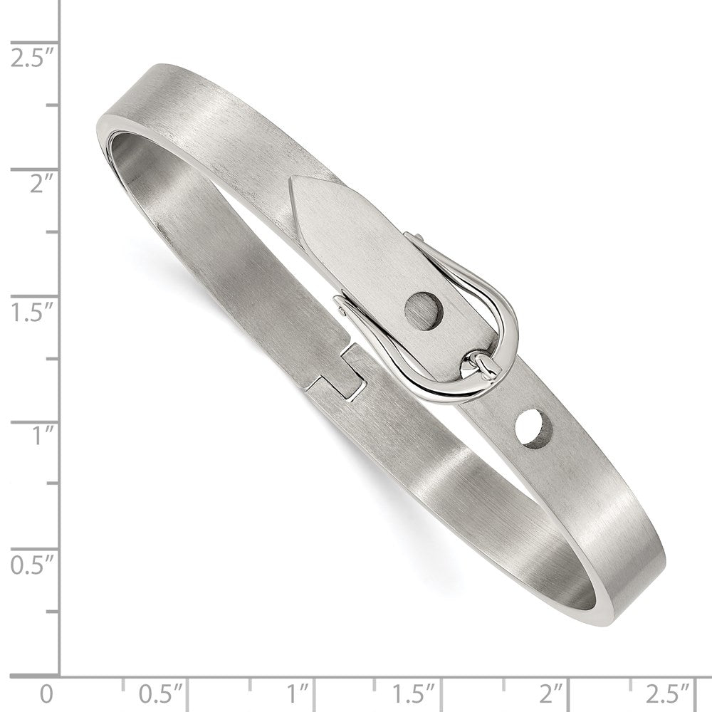 Stainless Steel Brushed and Polished Belt Hinged Bracelet 7.25 inches