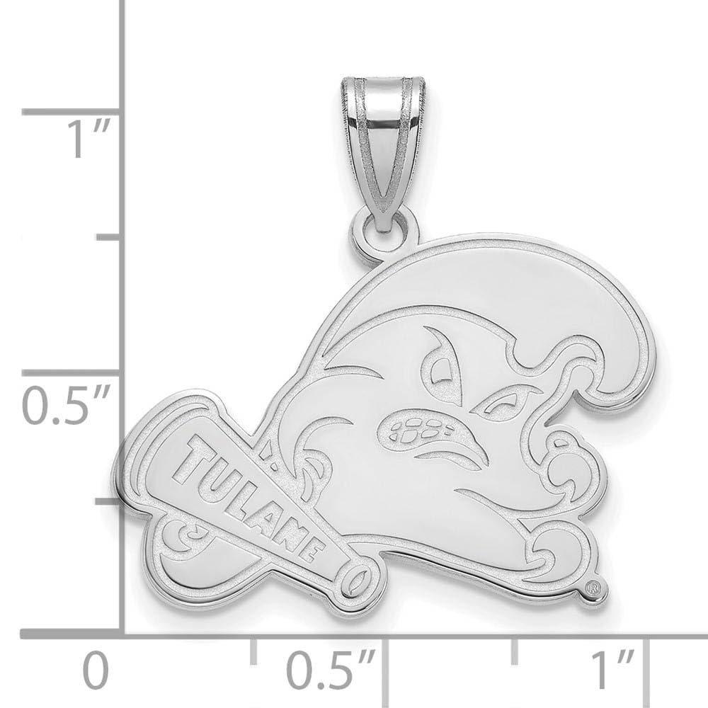 LogoArt Sterling Silver Tulane University Large Pendant Necklace