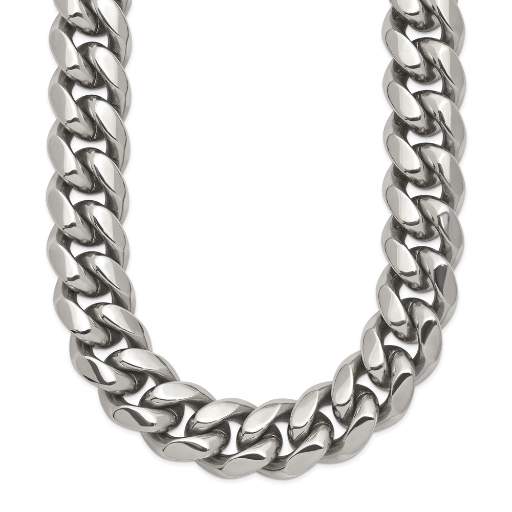 Stainless Steel Polished 14mm 24in Curb Link Necklace