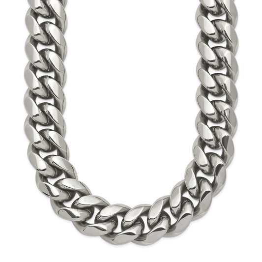 Stainless Steel Polished 14mm 24in Curb Link Necklace