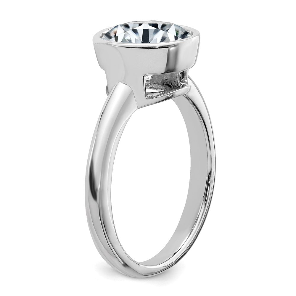 Sterling Silver Round Bezel CZ Engagement Ring