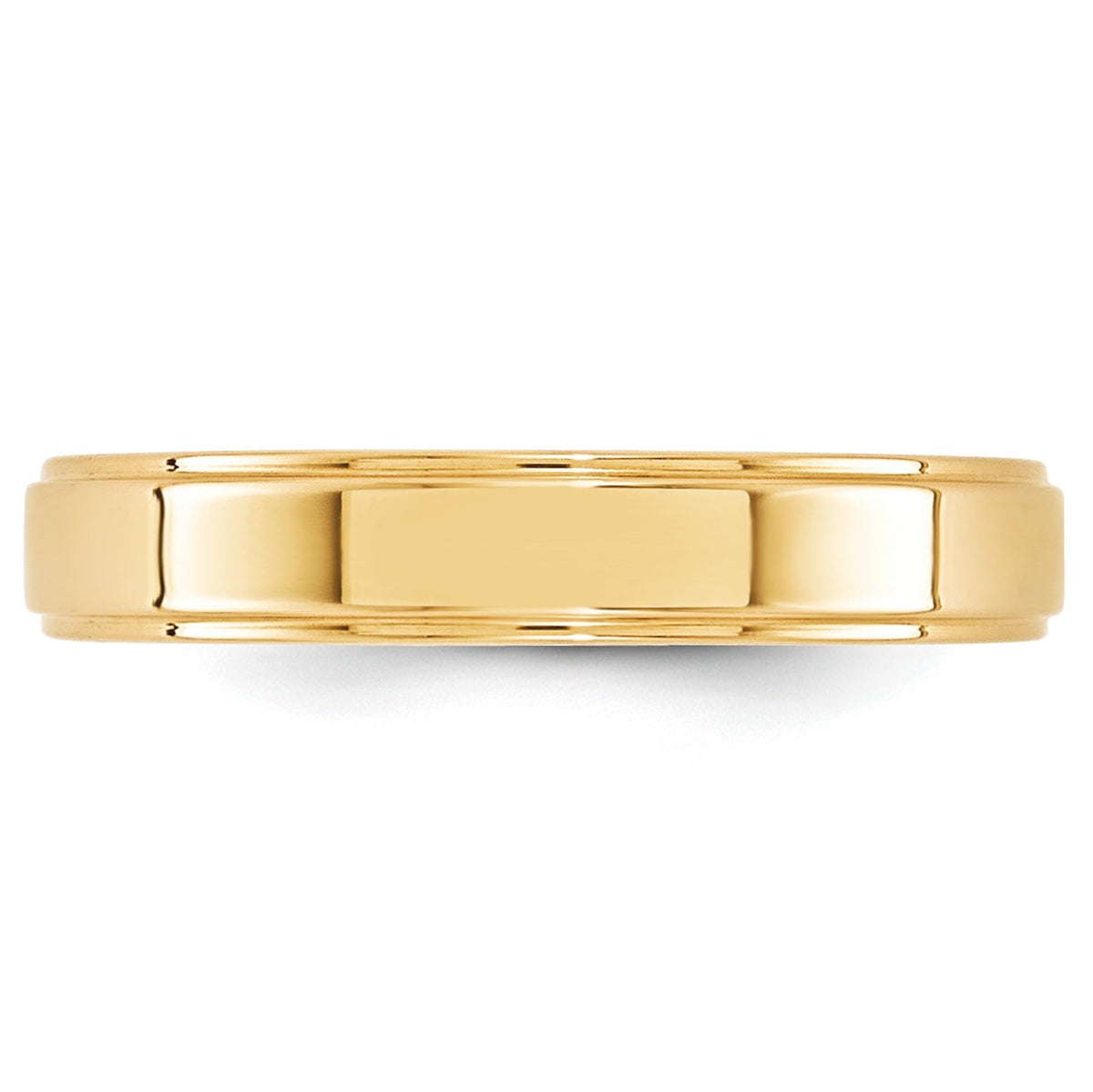 Primal Gold 14 Karat Yellow Gold 4mm Flat with Step Edge Band Size 4