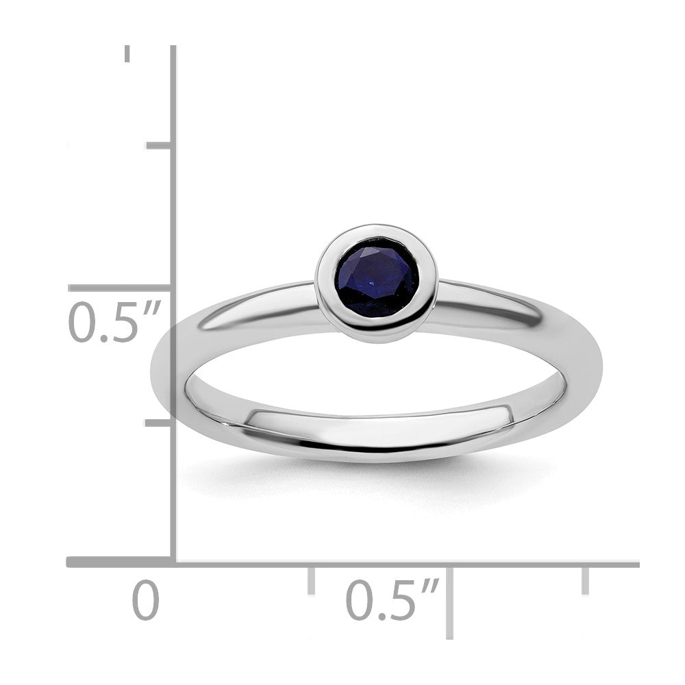 Sterling Silver Stackable Expressions Low 4mm Round Cr. Sapphire Ring Size -6