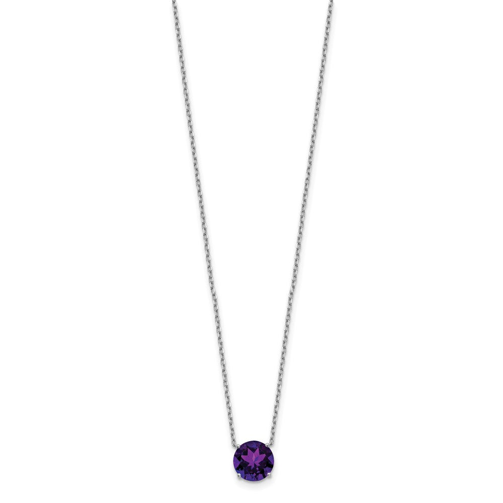 Sterling Silver Rhodium Plated Dark Purple Swarovski Crystal 16.5 inch Necklace with 2 inch extension