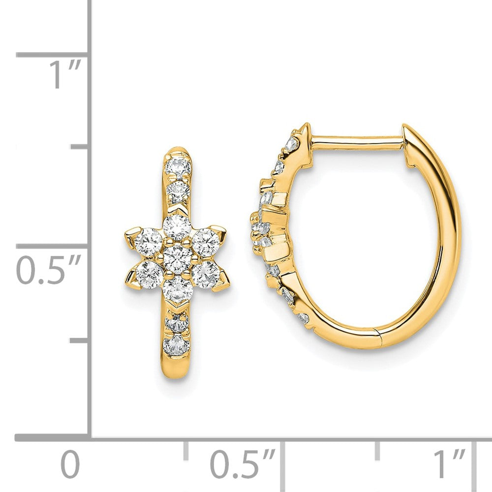 True Origin 14k 3/8 carat Lab Grown Diamond VS DEF Flower-shaped Hinged Hoop Earrings