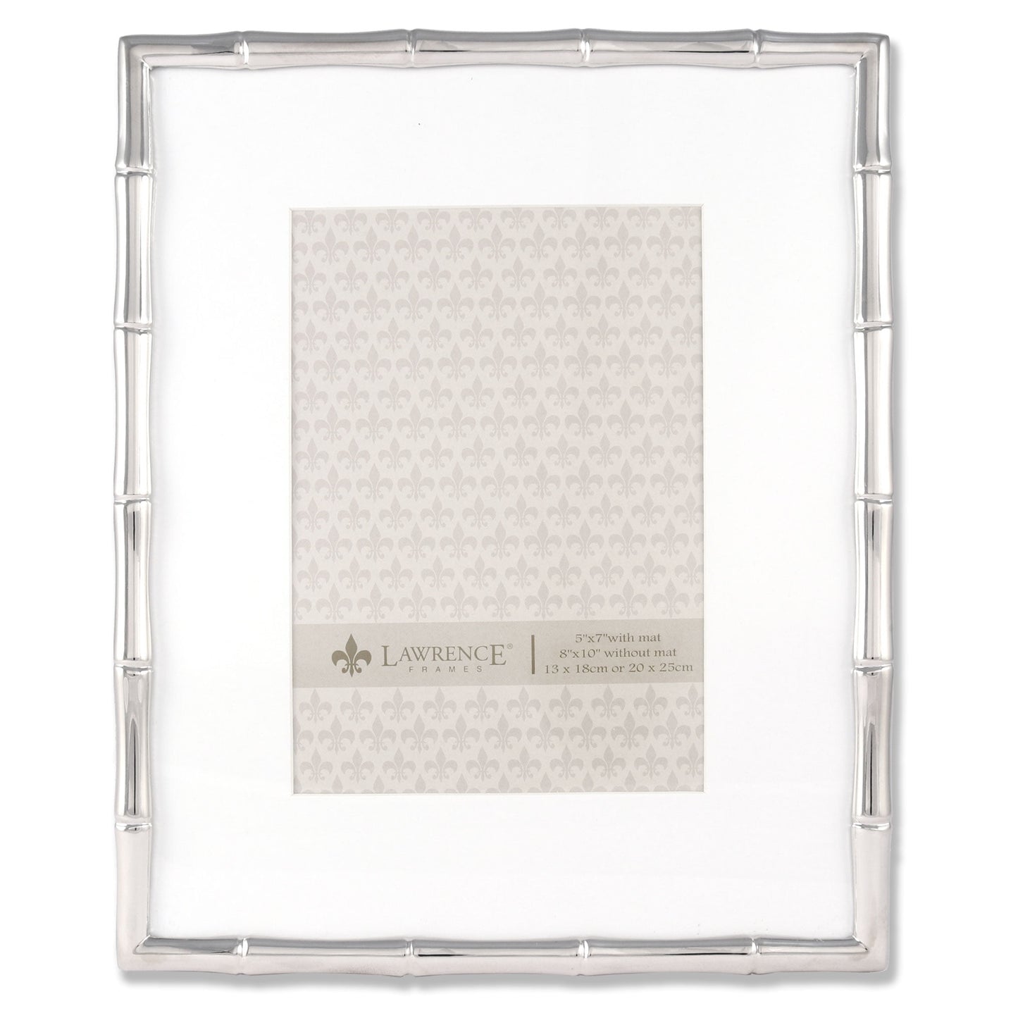 Lawrence Frames 710180 Silver Metal Bamboo 8x10 Matted for 5x7 Picture Frame