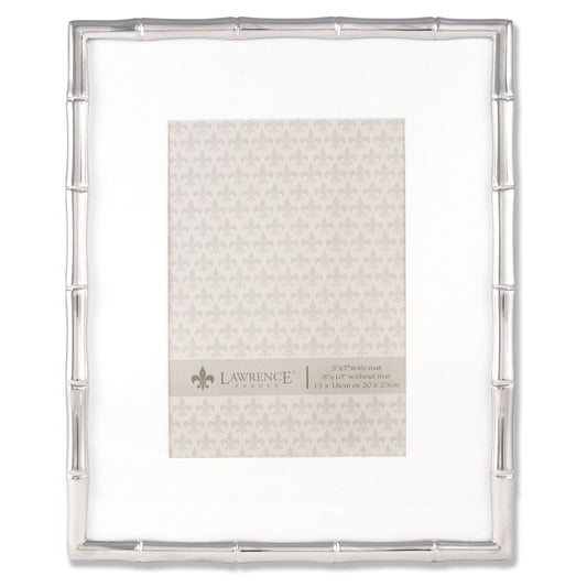 Lawrence Frames 710180 Silver Metal Bamboo 8x10 Matted for 5x7 Picture Frame